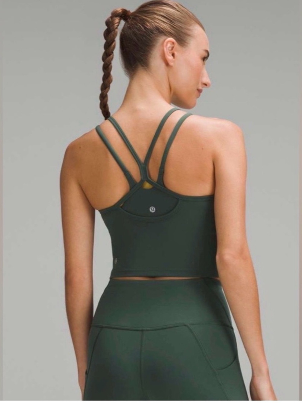 Lululemon Wunder Train High Neck Cross Back Green Tank Top size 12